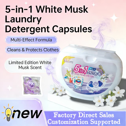 ✨Promoção de 2026: 50% de desconto🔥 Cápsulas de detergente para a roupa 5 em 1 com aroma a almíscar branco (80 unidades)