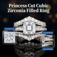 👑✨ Anel feminino com corte princesa e zircónias cúbicas 💍