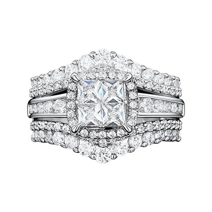 👑✨ Anel feminino com corte princesa e zircónias cúbicas 💍