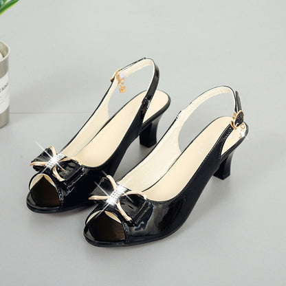 👡Sapatos elegantes para mulher • Biqueira aberta, tira traseira, salto médio✨