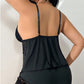 Conjunto de pijama feminino com camisola e calções com acabamentos em renda