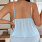 Conjunto de pijama feminino com camisola e calções com acabamentos em renda
