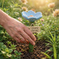 Pino de jardim com bebedouro para abelhas em forma de flor