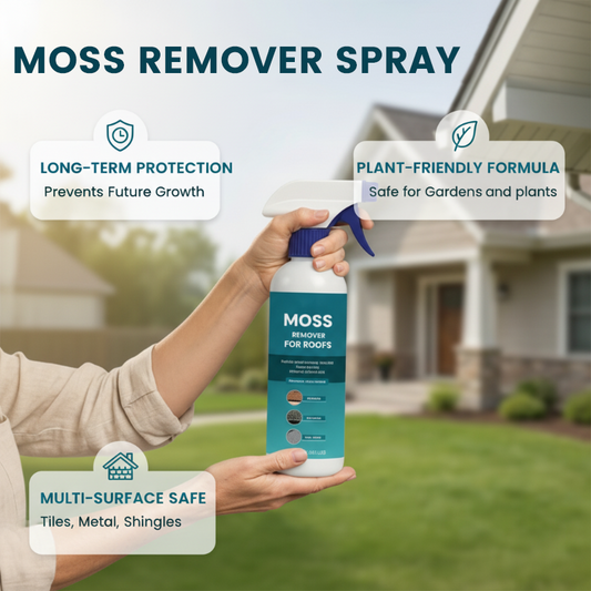 Spray multiusos para limpeza de musgo e algas em telhados
