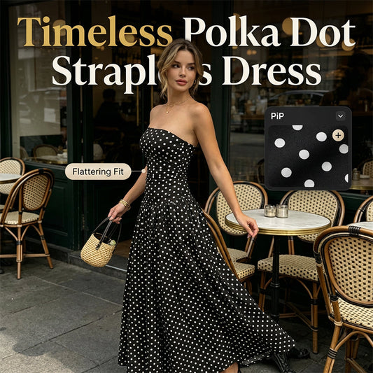 Vestido sem alças com bolinhas - Moda feminina