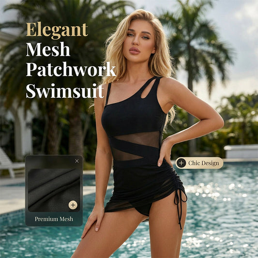 ⏳Promoção por tempo limitado⏰Fato de banho de uma peça sexy em malha com patchwork para mulher