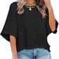 📢📢40% DE DESCONTO !! ⏰Camisola feminina de cor sólida com mangas largas e corte em cinco pontos