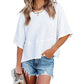 📢📢40% DE DESCONTO !! ⏰Camisola feminina de cor sólida com mangas largas e corte em cinco pontos