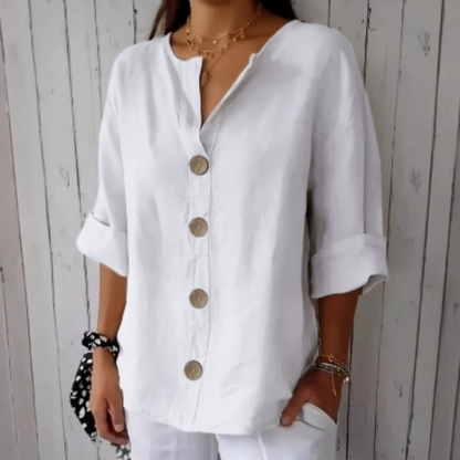 📢📢40% DE DESCONTO !! ⏰Blusa feminina folgada com botões
