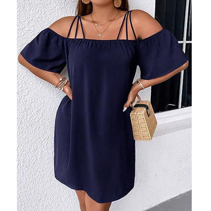 🔥PROMOÇÃO IMPERDÍVEL! 50% DE DESCONTO!👗 Vestido curto feminino elegante de cor sólida