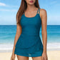 ⏰🔥50% DE DESCONTO POR TEMPO LIMITADO! 👙 Fato de banho com saia franzida e alças duplas – Favorecedor, confortável e perfeito para as férias de verão 🌊✨