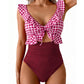 🏖️Promoção de Verão com 50% de desconto🌊 Maiô Aqua Eve com Controle de Barriga💃Decote em V que valoriza a silhueta🩱Design franzido que afina a silhueta🌸Babado elegante e recorte sofisticado 💕