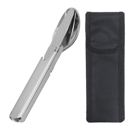 Conjunto de talheres portátil de aço inoxidável 4 em 1