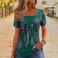 📢📢50% DESCONTO!! ⏰Conjunto retro de duas peças para mulher com padrão leopardo e decote quadrado e manga curta.