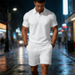 👕 PROMOÇÃO LIMITADA: 50% DE DESCONTO! ✨ Conjunto de verão de 2 peças para homem – polo e calções, confortável ✨