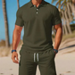 👕 PROMOÇÃO LIMITADA: 50% DE DESCONTO! ✨ Conjunto de verão de 2 peças para homem – polo e calções, confortável ✨