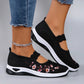 👟 OFERTA POR TEMPO LIMITADO: 50% DESCONTO! ✨ Sapatos em tecido tricotado – Sola macia, fecho de velcro, bordados florais ✨
