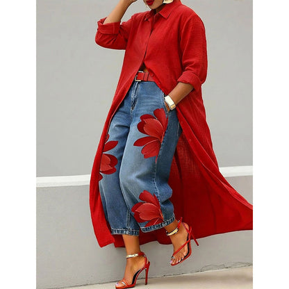 👗 Camisa comprida com botões, muito na moda