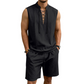 🧵 50% DE DESCONTO POR TEMPO LIMITADO! ✨ Conjunto masculino sem mangas de linho – camiseta e shorts com cordão, 7 cores ☀️