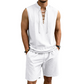 🧵 50% DE DESCONTO POR TEMPO LIMITADO! ✨ Conjunto masculino sem mangas de linho – camiseta e shorts com cordão, 7 cores ☀️