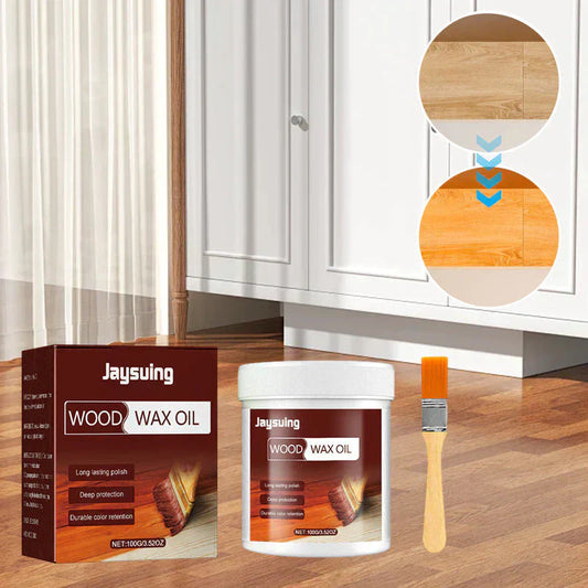 🧴  50% de desconto! Wood Cleaner & Polish – Cera de abelha e óleo de linhaça, restaura o brilho. Inclui escova. Ecológico.   🪑✨