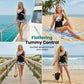 👙 50% DESCONTO AGORA! 🌴 Conjunto de biquíni e calções com estampado tropical e cintura subida – Modelagem que realça a barriga, secagem rápida e perfeito para os dias de praia ou para relaxar à beira da piscina ☀️