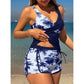 👙 50% DESCONTO AGORA! 🌴 Conjunto de biquíni e calções com estampado tropical e cintura subida – Modelagem que realça a barriga, secagem rápida e perfeito para os dias de praia ou para relaxar à beira da piscina ☀️