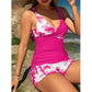 👙 50% DESCONTO AGORA! 🌴 Conjunto de biquíni e calções com estampado tropical e cintura subida – Modelagem que realça a barriga, secagem rápida e perfeito para os dias de praia ou para relaxar à beira da piscina ☀️