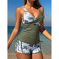 👙 50% DESCONTO AGORA! 🌴 Conjunto de biquíni e calções com estampado tropical e cintura subida – Modelagem que realça a barriga, secagem rápida e perfeito para os dias de praia ou para relaxar à beira da piscina ☀️
