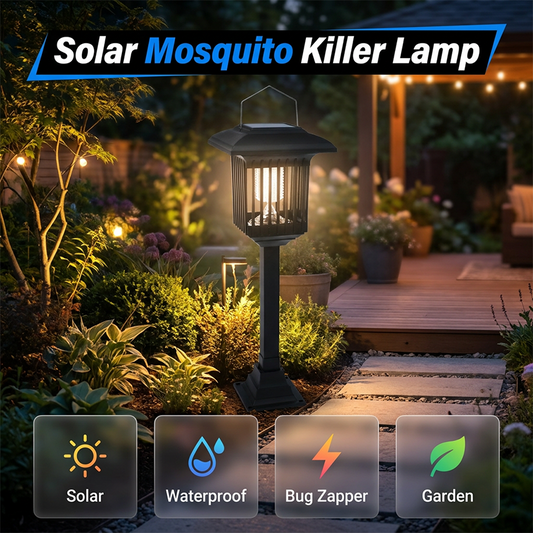 Raspador de mosquitos e luz de jardim 2 em 1 alimentado a energia solar