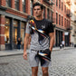 👕 53% DE RÉDUCTION 🩳 Ensemble T-shirt et short à imprimé abstrait pour homme – Léger, respirant & coupe décontractée – parfait pour l’été, le sport ou les journées décontractées – look moderne et unique 🎨