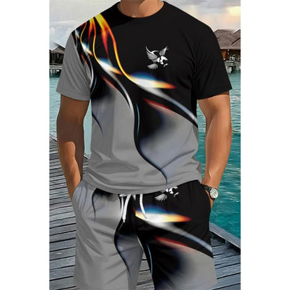 👕 53% DE RÉDUCTION 🩳 Ensemble T-shirt et short à imprimé abstrait pour homme – Léger, respirant & coupe décontractée – parfait pour l’été, le sport ou les journées décontractées – look moderne et unique 🎨