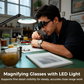 🔬 OFERTA POR TEMPO LIMITADO: 50% DESCONTO! ✨ Óculos de aumento de precisão com LED – Lentes intercambiáveis, LED duplo, mãos livres 💡
