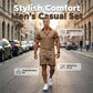 👕 57% DE DESCONTO 🌞 Conjunto de verão de 2 peças com estampado para homem – T-shirt e calções a condizer – Leve, respirável e com corte descontraído – perfeito para a praia, as férias ou os dias quentes 🩳