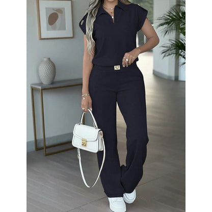 🔥👚 PROMOÇÃO RELÂMPAGO DE 49%! Conjunto de 2 peças feminino casual – Top + Calças largas, 2 cores, tamanhos S-5XL, ideal para o escritório e para viajar 🌸