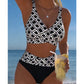 👙 PROMOÇÃO LIMITADA -55%! ☀️ Biquíni de duas peças de cintura alta para mulher – Decote em V, padrão geométrico, elástico e de secagem rápida 🌊