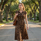👗🐆Vestido feminino elegante com padrão leopardo e lapela✨