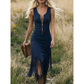 👗50% DE DESCONTO POR TEMPO LIMITADO! Vestido midi justo sem mangas estilo country retro, com fecho frontal e bainha com franjas. Vestido vintage com aspeto de camurça, perfeito para concertos country e férias.