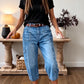 📢Liquidação de Meia Temporada: 50% de desconto – por tempo limitado ⏰Calça Jeans Feminina Casual Cropped Elástica