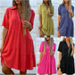 💝Vestido de cor sólida com lapela e botões confortáveis