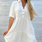💝Vestido de cor sólida com lapela e botões confortáveis