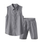 🔥🔥Conjunto de camisa sem mangas e shorts de linho masculino