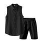 🔥🔥Conjunto de camisa sem mangas e shorts de linho masculino