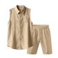 🔥🔥Conjunto de camisa sem mangas e shorts de linho masculino