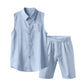 🔥🔥Conjunto de camisa sem mangas e shorts de linho masculino