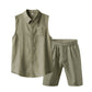 🔥🔥Conjunto de camisa sem mangas e shorts de linho masculino