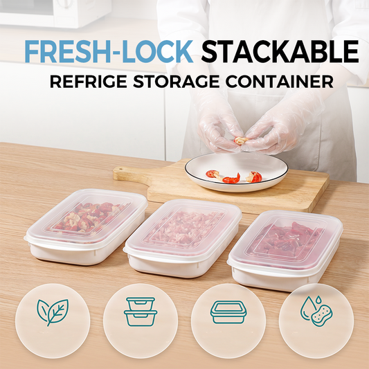 Recipiente empilhável para frigorífico com tampa 🔥50% de desconto por tempo limitado⏳ Organizador hermético para poupar espaço no frigorífico e manter os alimentos frescos