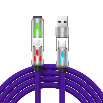 🔌Cabo de carregamento rápido RGB 4 em 1, cabo universal para carregar vários dispositivos em viagem🌍