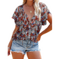 🎉 POR TEMPO LIMITADO, 50% DE DESCONTO! 🔥Blusa casual para mulher com decote em V e estampado floral.