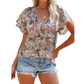🎉 POR TEMPO LIMITADO, 50% DE DESCONTO! 🔥Blusa casual para mulher com decote em V e estampado floral.